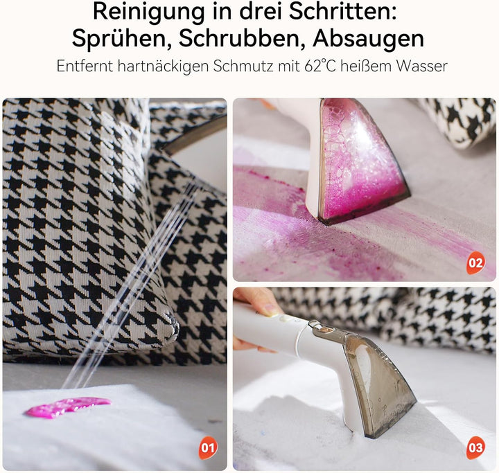 Bear SC 3 Nasssauger Polsterreiniger Gerät, Teppichreiniger Waschsauger Nass Trockensauger mit Dampf
