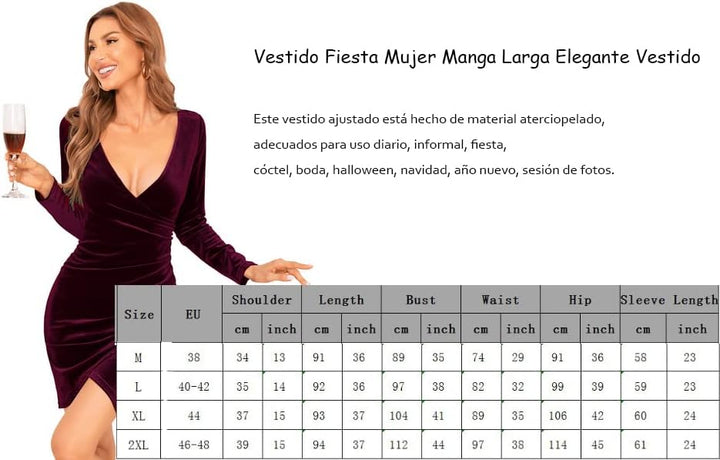 Lazz1on Damen Bodycon Kleid Lange Ärmel Cocktailkleid Elegant Festlich Abendkleid Vintage Party Klei