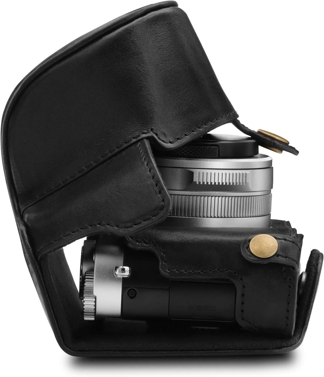 MegaGear MG1605 Leica D-Lux 7 Ever Ready Echtleder Kamera-Case mit Trageriemen - Schwarz, Schwarz