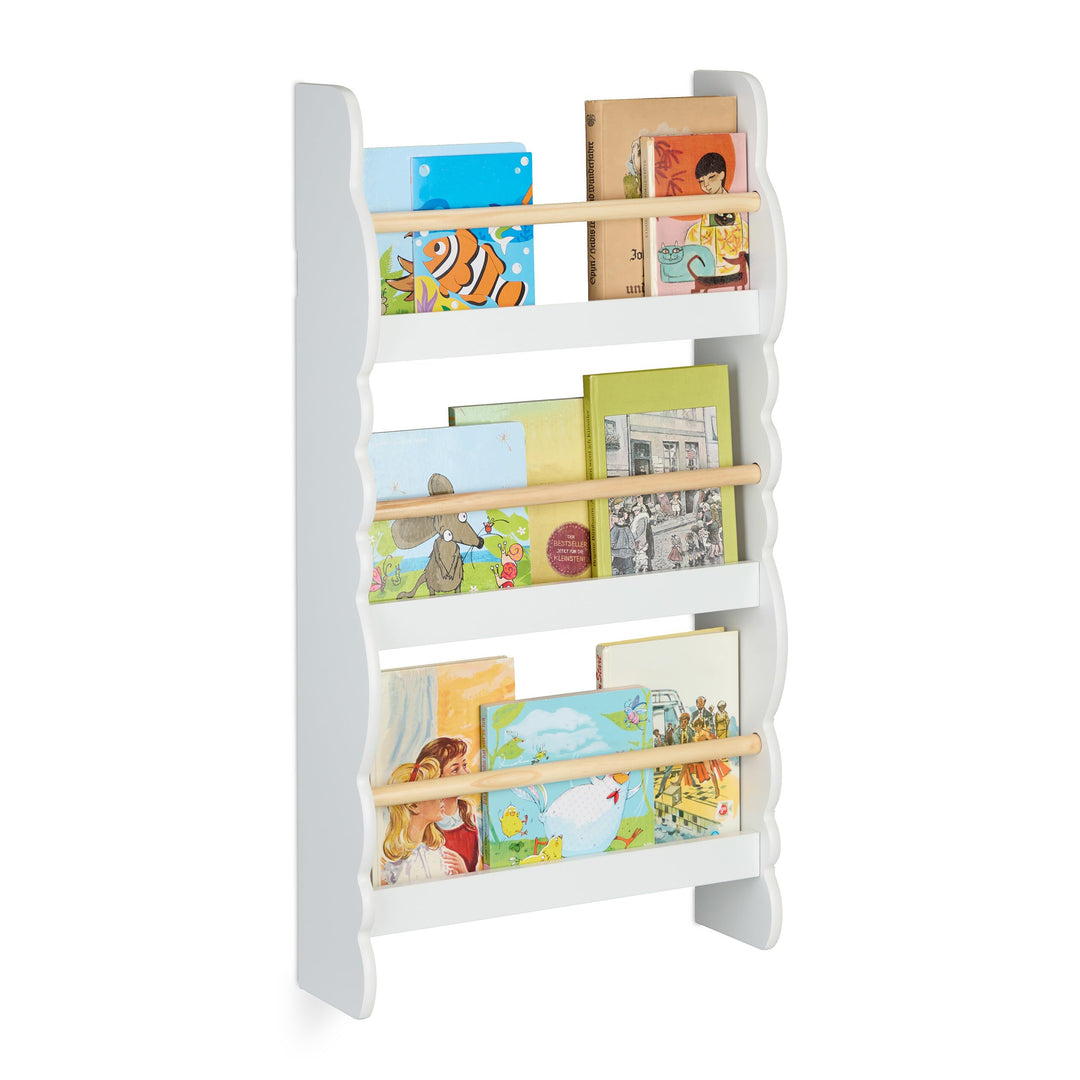 Relaxdays Bücherregal Wolke, 3 Fächer, Kinderbücherregal Wand, HxBxT: 80 x 42,5 x 14 cm, Wolkenregal