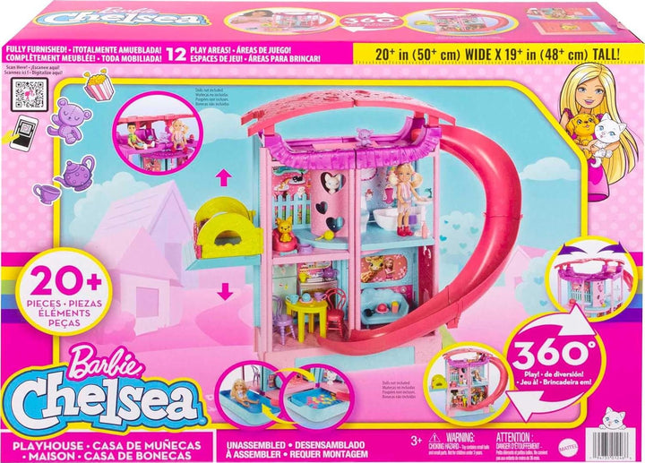 BARBIE Chelsea Spielhaus - 3 Etagen mit Verwandlungsfunktion, geheime Spielbereiche, Aufzug, Pool, R