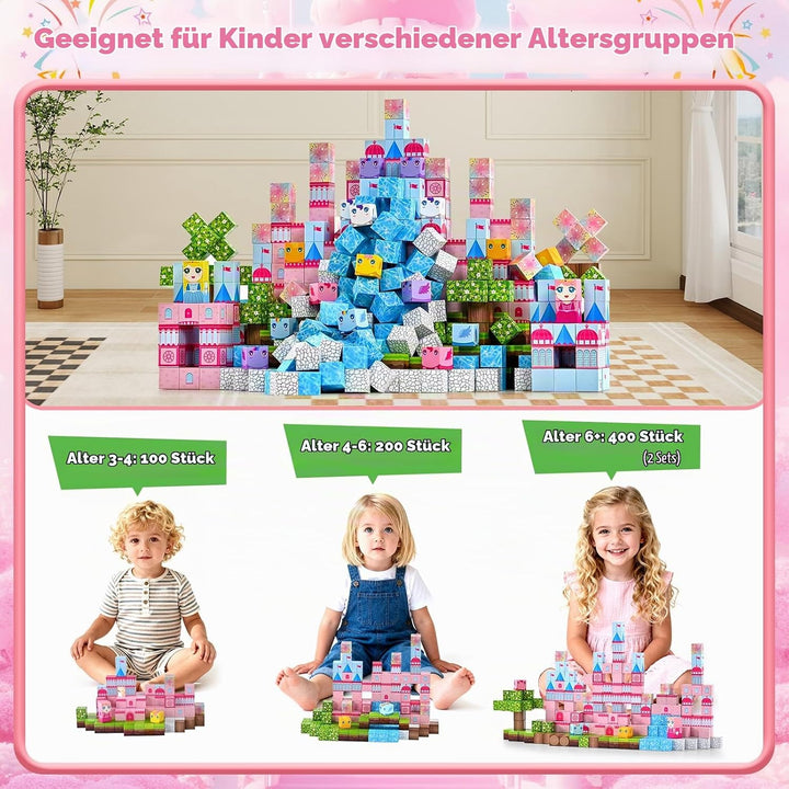 HOPFROG 200 Teile Magnetische Bausteine, Magnetic Blocks, Magnetbausteine Spielzeug für Kinder ab 3