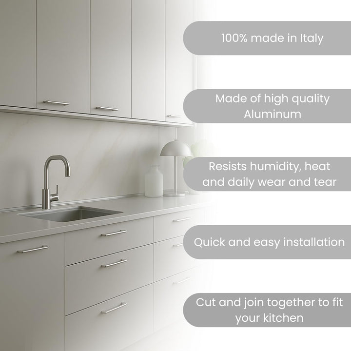 Evotrade Küchenleiste aus Aluminium 2 m – Etagere für Küchenfläche mit Endkappen & Winkeln 90° – Mad