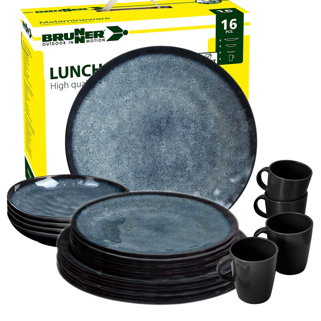BRUNNER - Campinggeschirr Melamin (Set: 8, 12, 16 oder 36 Teilig), 2-4 Personen - Venetian - Hochwer