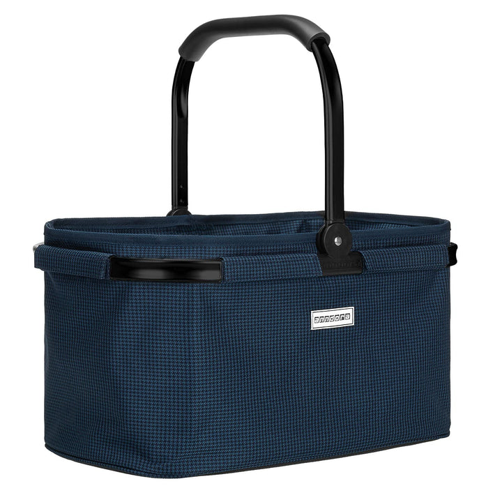 anndora Einkaufskorb 22 Liter Korb Picknickkorb - Hahnentritt Blau Blau Hahnentritt
