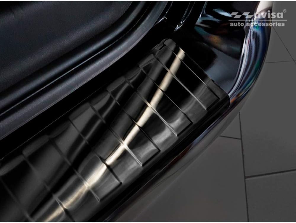 Avisa Schwarz Edelstahl Heckstossstangenschutz kompatibel mit Citroën Berlingo (Multispace) & Peugeo