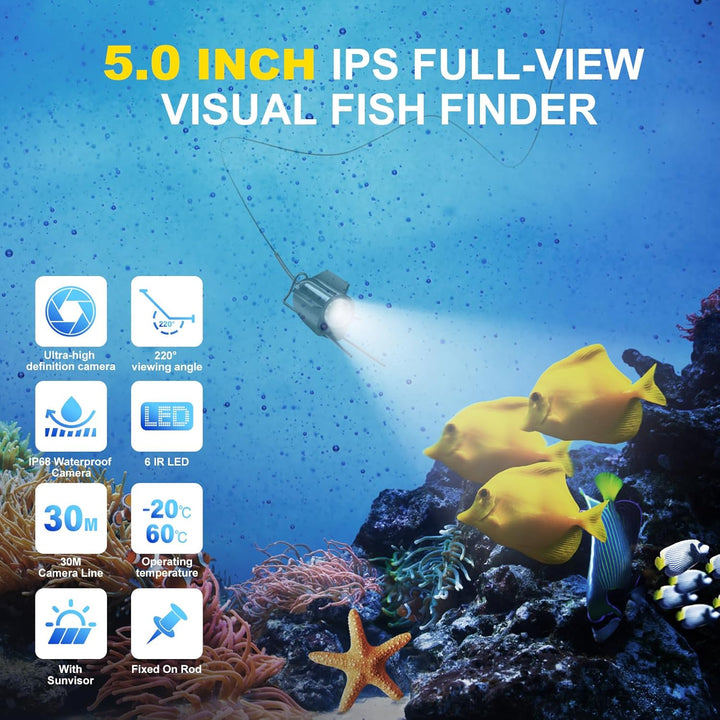 Unterwasserkamera Angeln Fischfinder mit IPS Display,Fish Finder 220° Weitwinkel Infrarot Nachtsicht