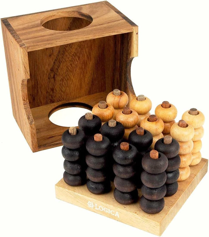 Logica Spiele Art. Vier Gewinnt 3D - Brettspiele aus Holz - Strategiespiel für 2 Spieler - Reisevers