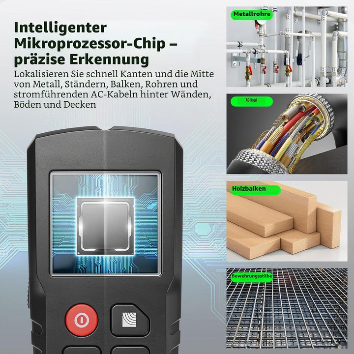 Leitungssuchgerät 5 in 1 Ortungsgerät mit Smart Chip &amp; HD-LCD, Kabelfinder Leitungsfinder für Stroml