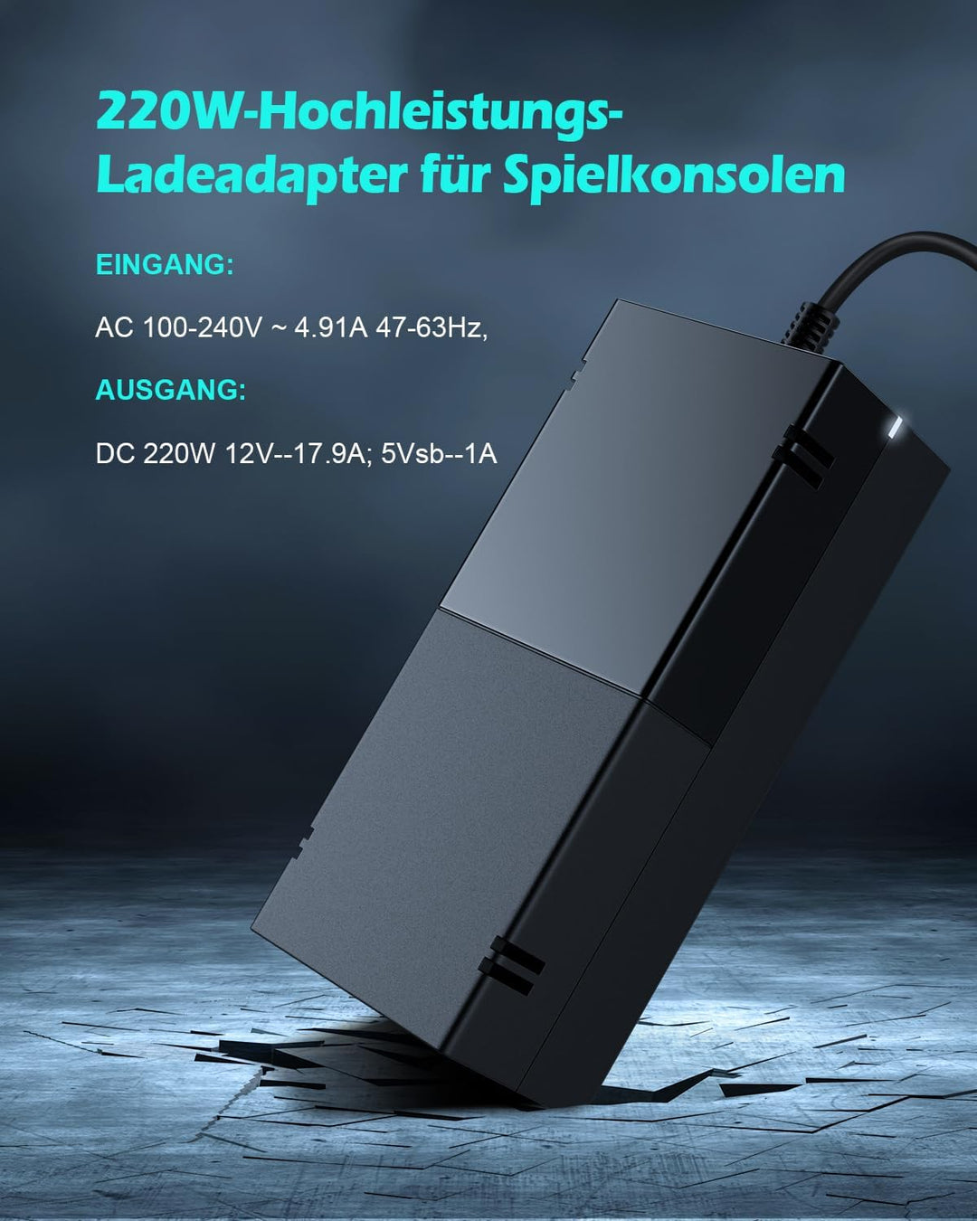 Xbox One Netzteil für Xbox One Konsolen Adapter Ladegerät mit EU Ladekable onsole Ersatz Kit Netztei