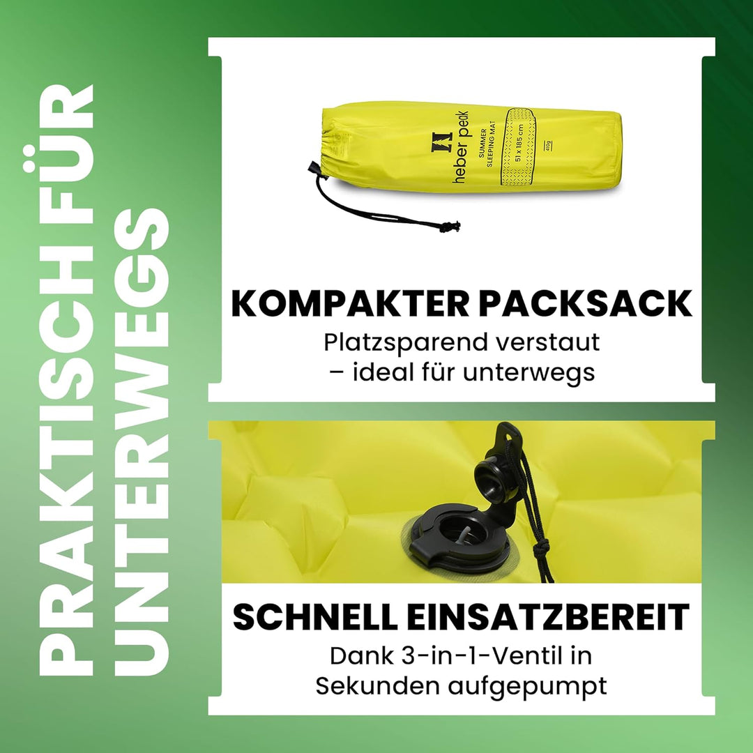 ConiferHe. Sleeping Mat Isomatte Ultraleicht 187x57cm, 410g – Schlafmatte aufblasbar für Camping, Ou