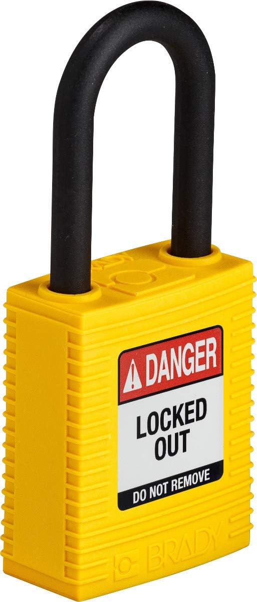 Brady (NYL-YLW-38PL-KD) SafeKey Nylon Lockout-Vorhängeschloss Mit Nylon Bügel 38.00 mm Gelb KD - Ver