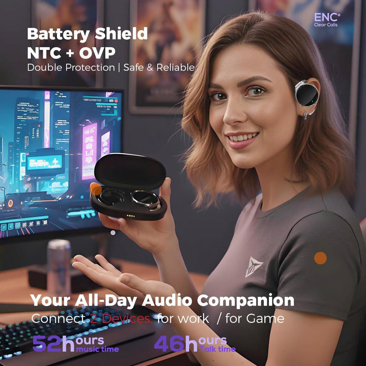 Micool On Ear Kopfhörer Bluetooth 5.4, Open Ear Kopfhörer Kabellos Geräuschunterdrückung, Wassertrop