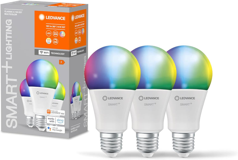 LEDVANCE Smarte LED-Lampe mit WiFi-Technologie für E27-Sockel, matte Optik ,RGBW-Farben änderbar, Li