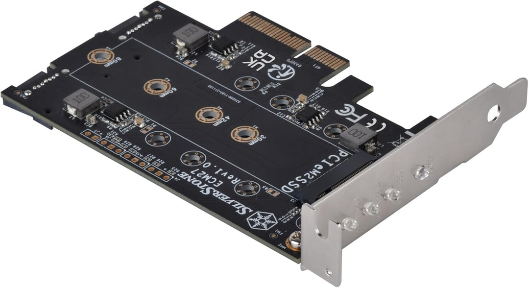 Silverstone SST-ECM27-1er-Steckplatz-NVMe-und-2er-Steckplatz -SATA-M.2-SSD-zu-PCI-E-x4-Adapterkarte