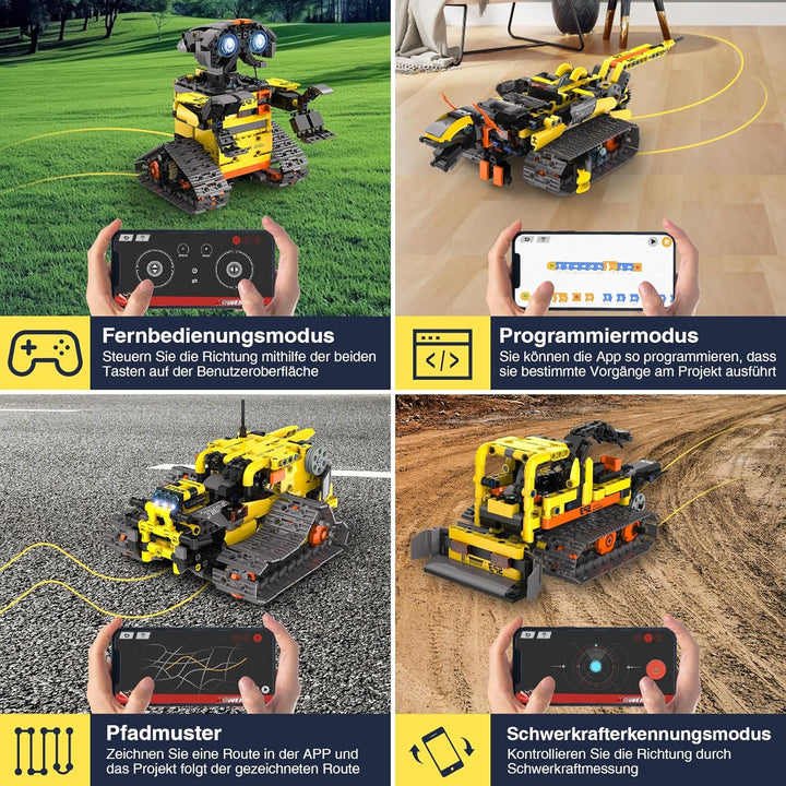 Technic Roboter Bauspielzeug Bausatz, 688PCS 5-IN-1 RC Roboter und Auto, Ferngesteuert und App Robot