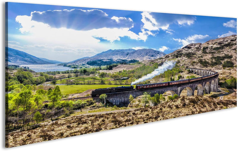 islandburner Bild Bilder auf Leinwand Glenfinnan-Eisenbahn-Viadukt in Schottland mit dem Jacobite-Da