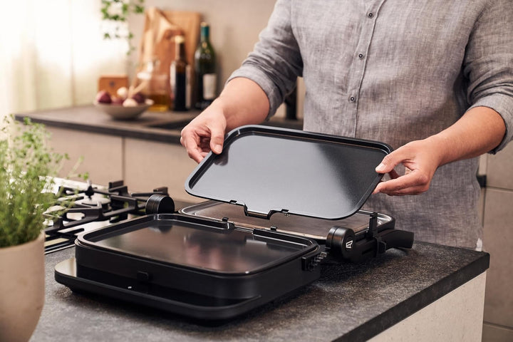 ZWILLING ENFINIGY Teppanyaki-Platten für Kontaktgrill, Plancha-Platten, Keramik-Antihaftbeschichtet,