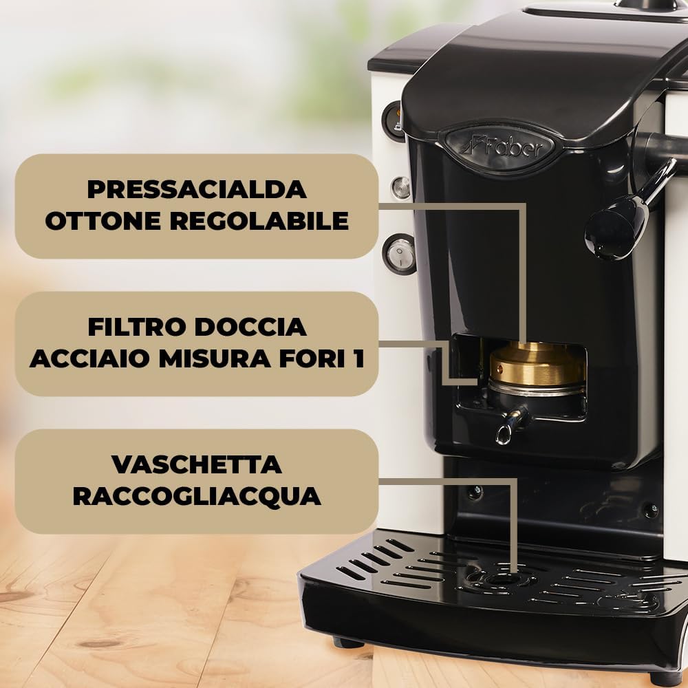 FABER COFFEE MACHINES | Plast-Schlitzmodell | Kaffeepadmaschine für ESE-Pads 44 mm | Einstellbarer M