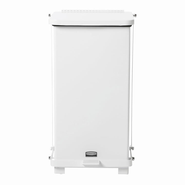 Rubbermaid Commercial Products 12gal The Defenders Steel Step Trash Can with Plastic Liner - White 4