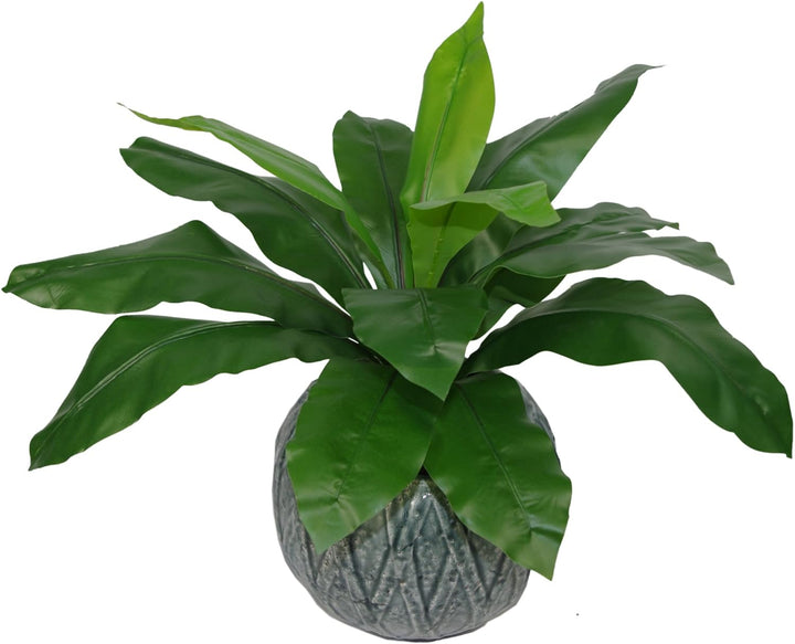 Leaf Künstlicher Vogelnest Farn, 50 cm, schwarzer Kunststofftopf, 50 cm Standard, LEAF-7081, 50 Cm S