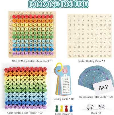 Weinsamkeit Montessori Multiplikationsbrett, 1x1 Lernen Spiel für Grundschüler, Multiplikationstafel