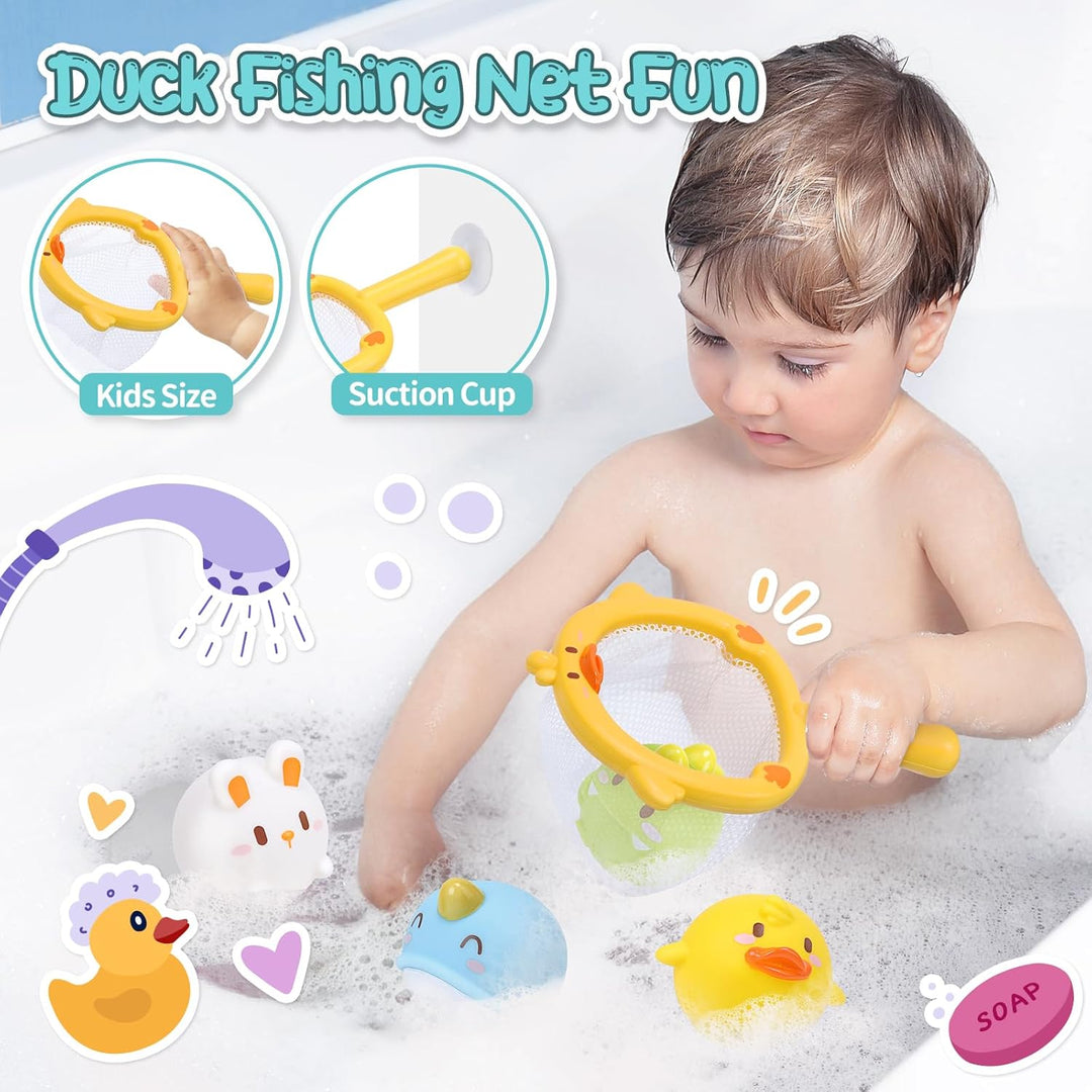 CUTE STONE Baby Badespielzeug, Badewannenspielzeug mit Wasserrutsche, schwimmendes Spritzspielzeug,