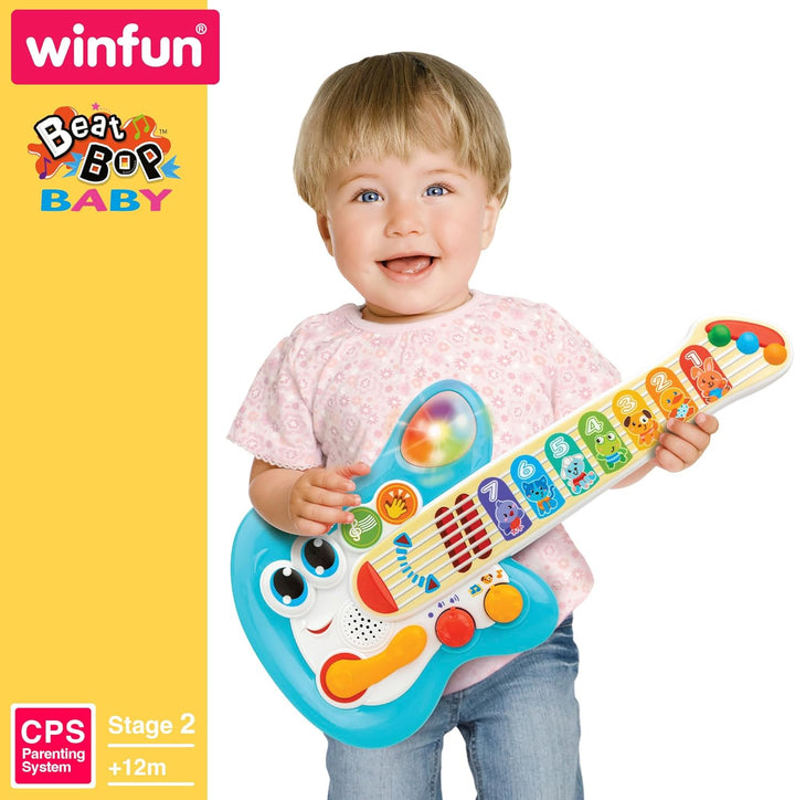 Winfun Kindergitarre, E-Gitarre für Babys, Spielzeug mit Musik, Licht und Sound, Musikspielzeug, Ges