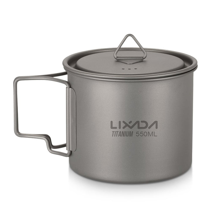 Lixada Titanium Topf Camping Tragbar Titan Wasser Tragbar Becher Tasse Klappgriff(300 ml,350 ml,420m