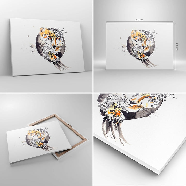 Bilder auf Leinwand Katze Orb Tierwelt Geparden Leinwandbild 70x50cm Wandbilder Dekoration Wohnzimme