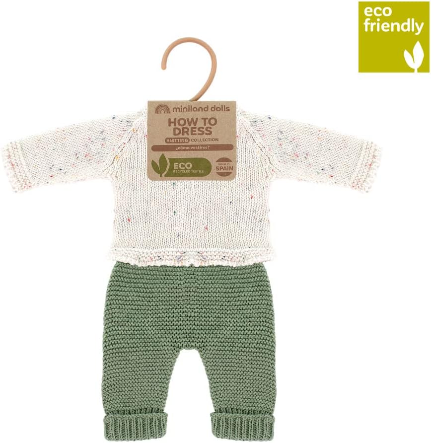 Miniland Set aus recycelten Strickwaren für 32 cm grosse Puppe Miniland Dolls – Pullover und Hose