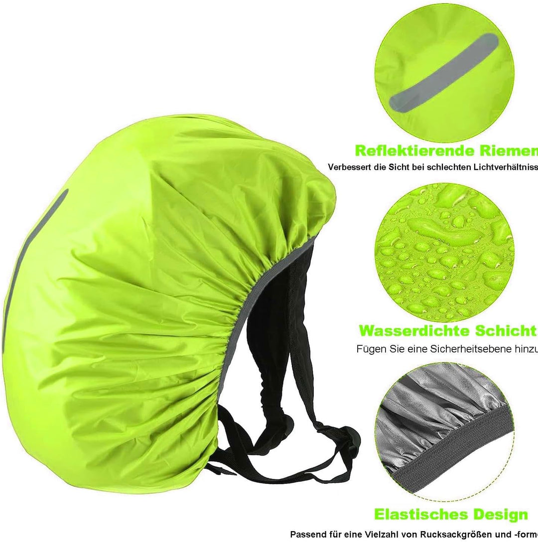 Regenschutz für Rucksäcke mit reflektierenden Streifen, 15L-100L, wasserdichter Rucksack-Regenschutz