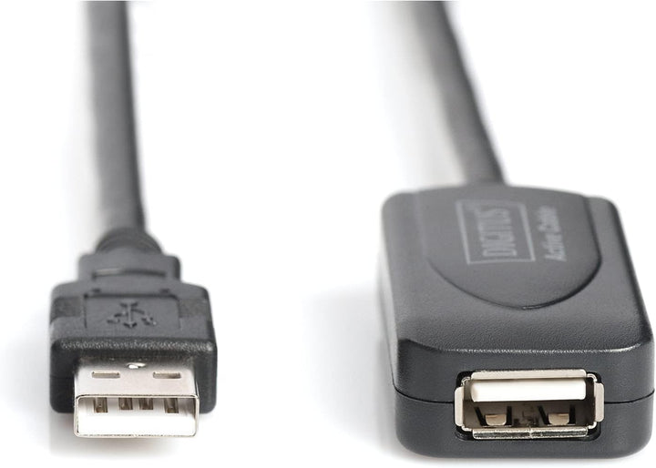 DIGITUS Aktives USB 2.0 Verlängerungskabel, Repeaterkabel, 20 m Länge, USB A Stecker auf USB A Buchs