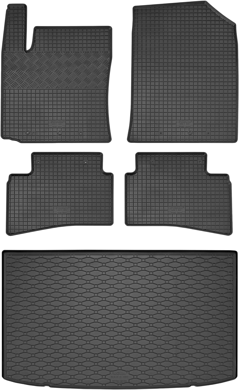 Passgenaue Kofferraumwanne und Gummifussmatten geeignet für KIA Stonic ab 2017 + Gurtschoner