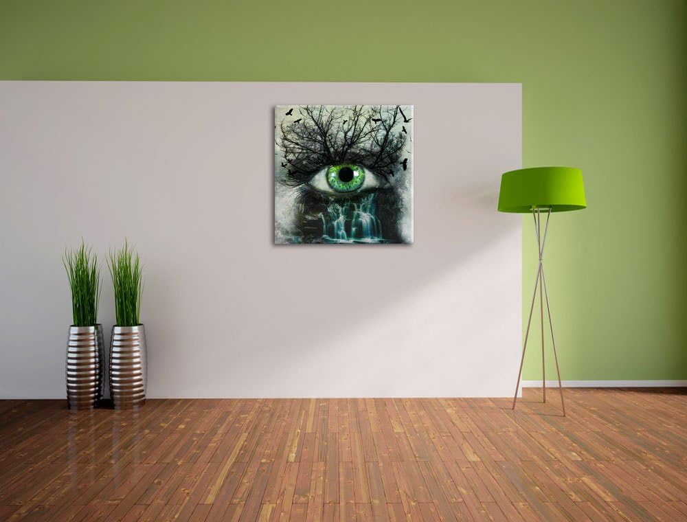 Auge verbunden mit Natur, Format: 70x70 auf Leinwand, XXL riesige Bilder fertig gerahmt mit Keilrahm