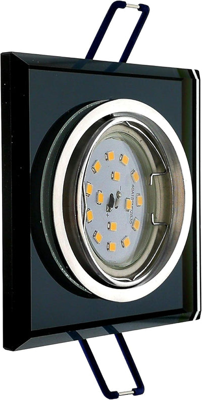 Trango 6er Set 6736S-06MO *BLACK CRYSTAL* LED Deckenstrahler aus schwarzem handgeschliffenem Glas &