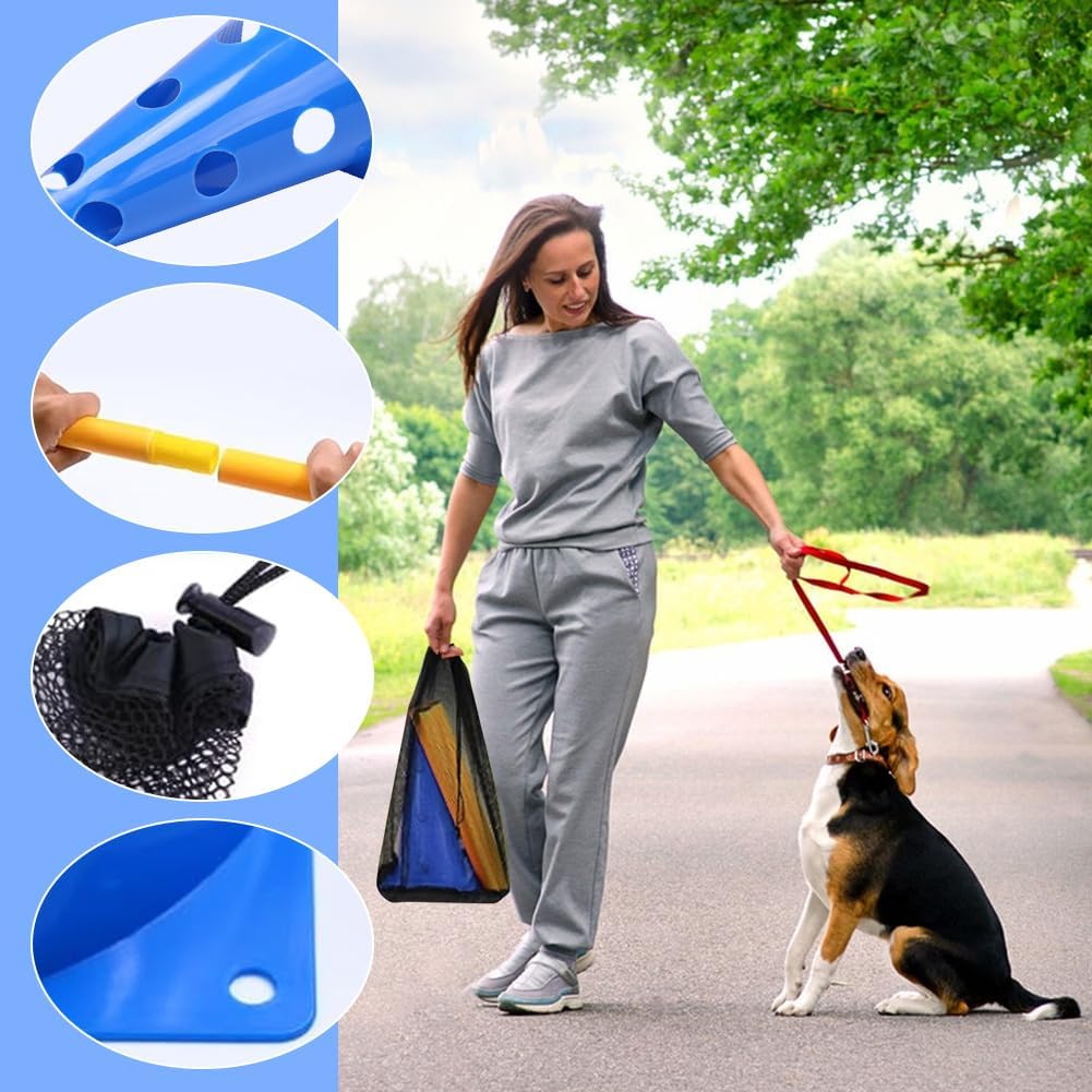 Hobby Horse Hindernisse, Agility Set Hunde, 10 Kegel 23cm 5 Stangen 80cm lang, Cavaletti Hund, Einst