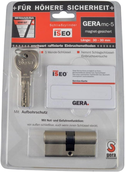 ISEO Deutschland GmbH Schliesszylinder GERA mc-5 6500 30-30mm 5 Schlüssel Magnet gesichert
