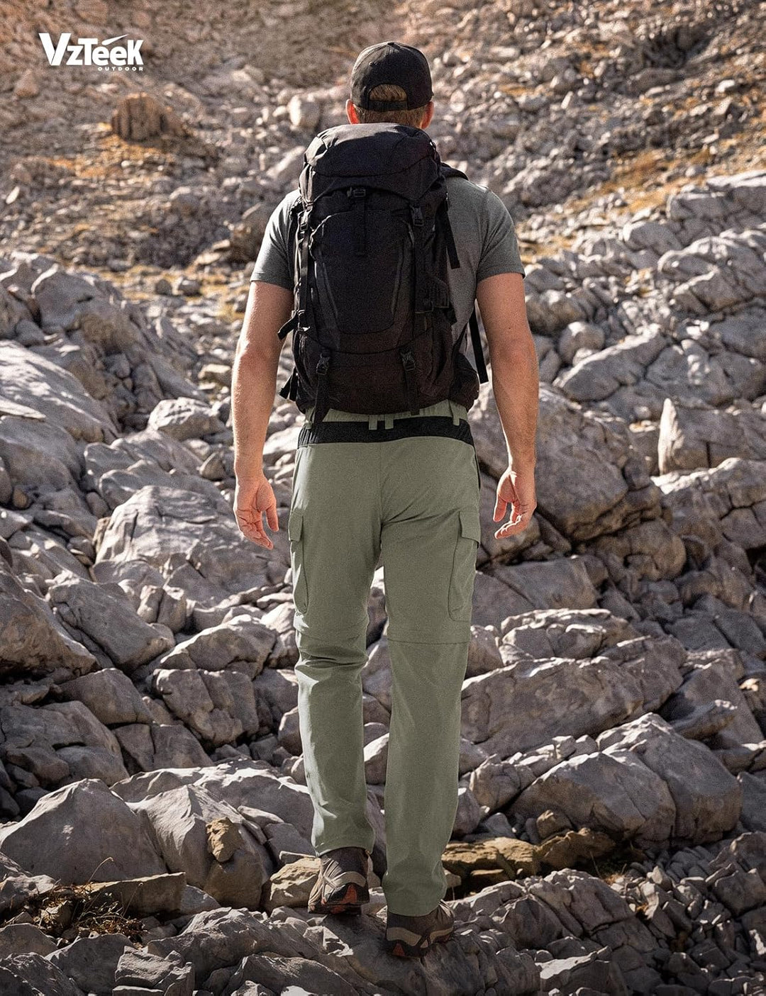 Vzteek Herren Wanderhose Zip Off Trekkinghose Outdoorhose Sommer Softshell Stretch Hose Kurz für Wan