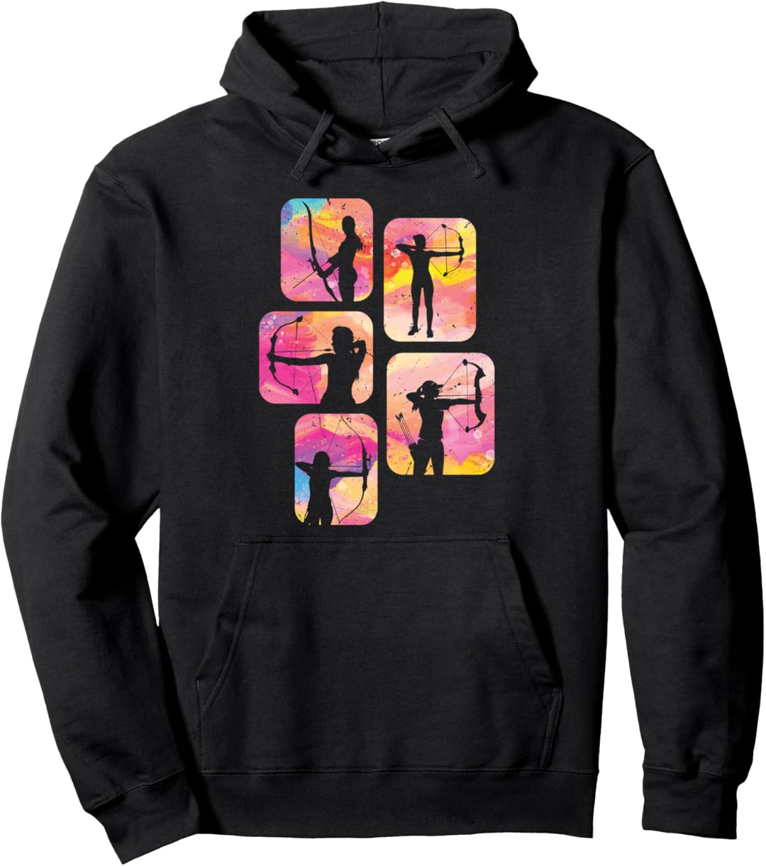 Bogenschützin Langbögen Zielscheibe Retro Bogenschiessen Pullover Hoodie