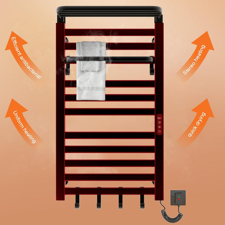 Elektrischer Handtuchhalter, WiFi Smart Thermostat Schwarz Handtuchwärmer, für Alexa und Google Home