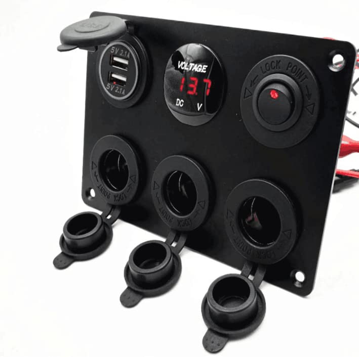 TOTMOX 12V/24V Auto-Bedienfeld mit Dual-USB-Ladegerät, Zigarettenanzünder, Schaltbedienfeld für Auto