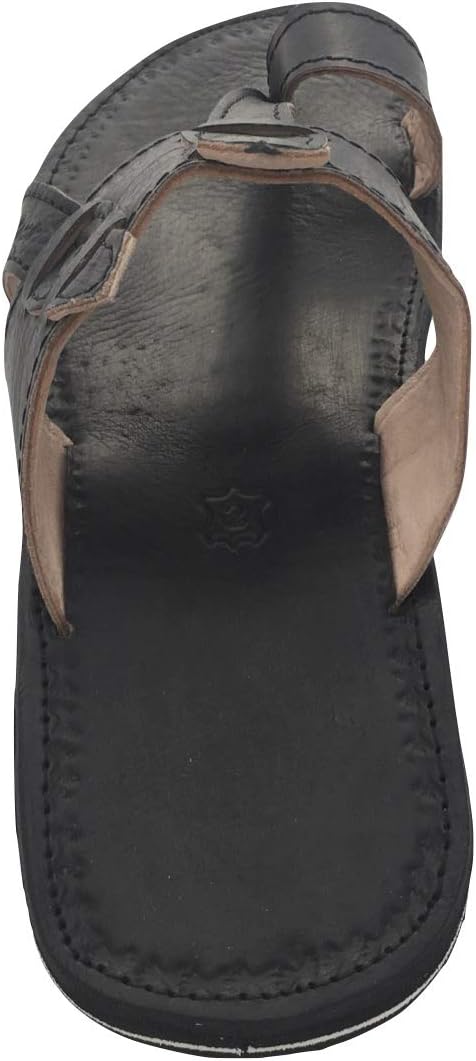LaRocco Ledersandalen Zehenring Zehentrenner Zehenschlaufe Echtleder Sandalen 2.a.b.m 43 EU Mattschw