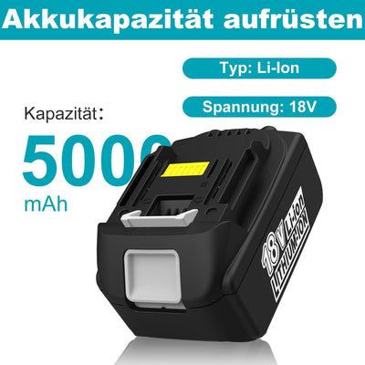 Energup 18V 5,0Ah Ersatz Akku + Ladegerät, Kompatibel mit Makita 14,4V~18V BL1850 BL1840 BL1830 BL14