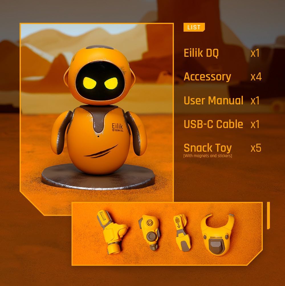 Eilik DQ – Desktop-Roboter, neuer Abenteuer-Charakter mit ausdrucksstarken Animationen, Berührungsre
