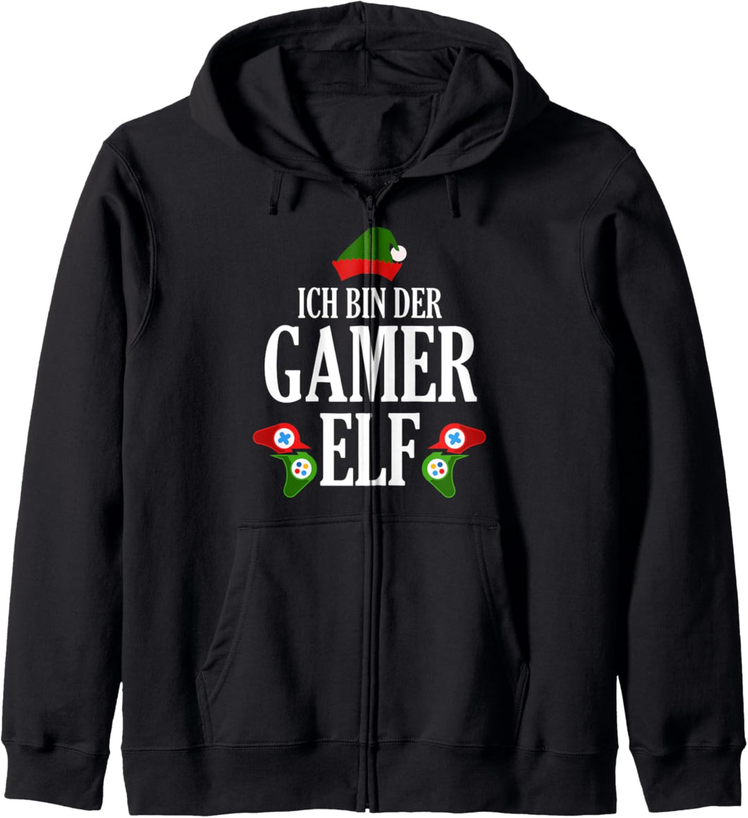 Gamer Elf Weinachten Zocker Weihnachtself Lustiges Kapuzenjacke