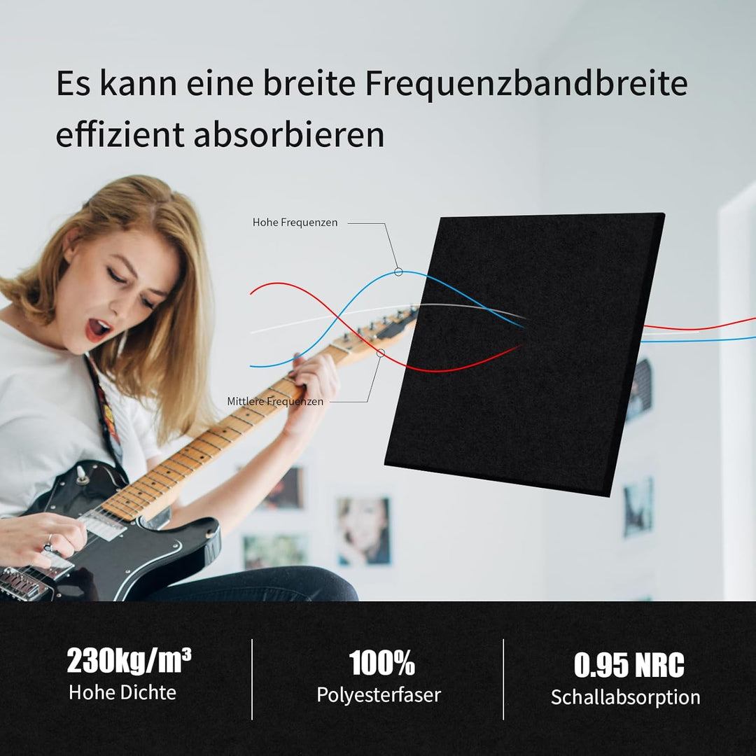 36 Stück Quadratische Akustikplatten selbstklebend,Abdeckung 3.24㎡, Schallschutz & Schalldämmung für