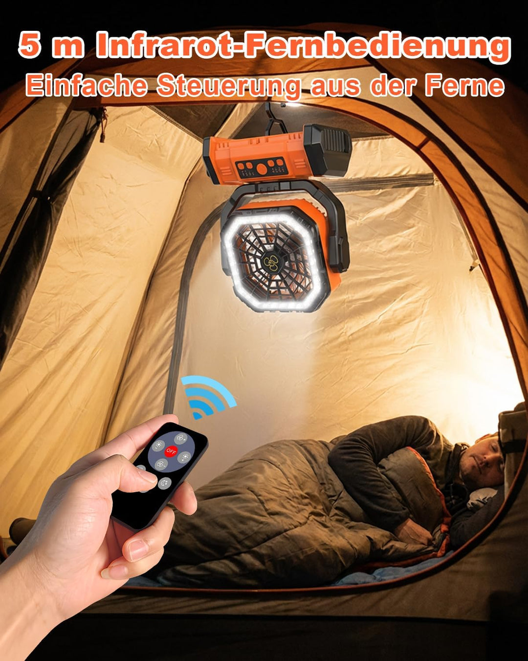 Camping Ventilator, [20000 mAh] Spopal Wiederaufladbarer Tragbarer Ventilator, 1/2/4/8-Timer, mit Fe