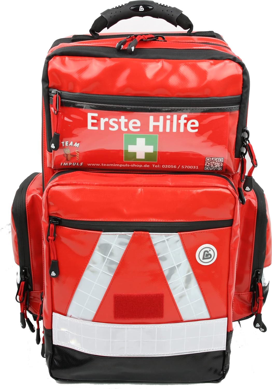 Bexamed Notfallrucksack Medicus ca. 23 LITER Volumen - LEER - rot aus Plane - mit Waterstop Reissver