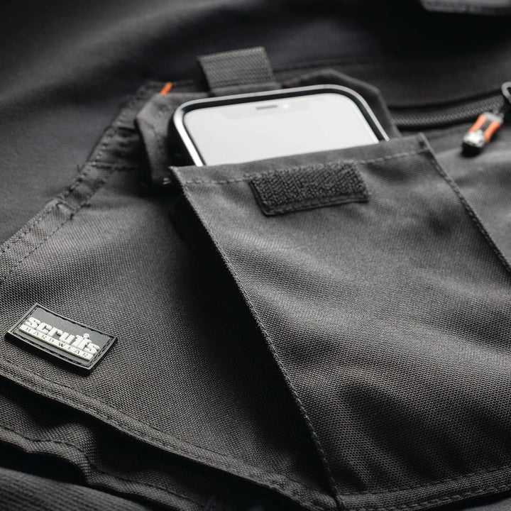 Scruffs Arbeitshose mit Holstertaschen „Pro Flex Plus“ Schwarz 30W Kurz, Schwarz 30W Kurz